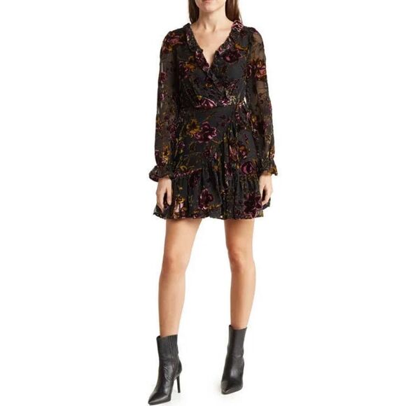 Betsy Johnson burnout velvet wrap dress - Picture 4 of 6